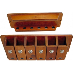 PORTE QUEUES TRESOR CUE (6 Queues ) BOIS MASSIF COULEUR ACAJOU